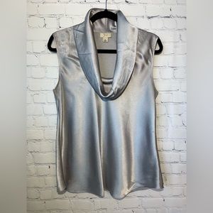 Yvos size 12 silver sleeveless cowl neck